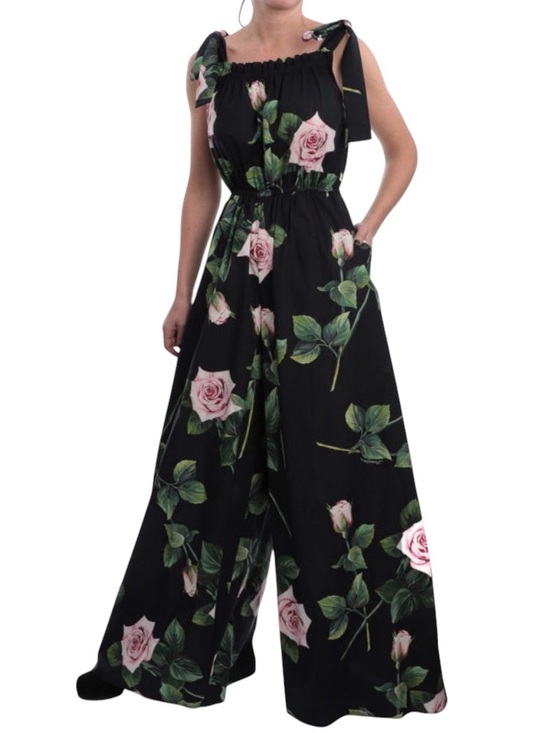 Dolce & Gabbana Other - Dolce Gabbana Girls Rose Print Cotton Poplin Wide Leg Jumpsuit 9/10 Years